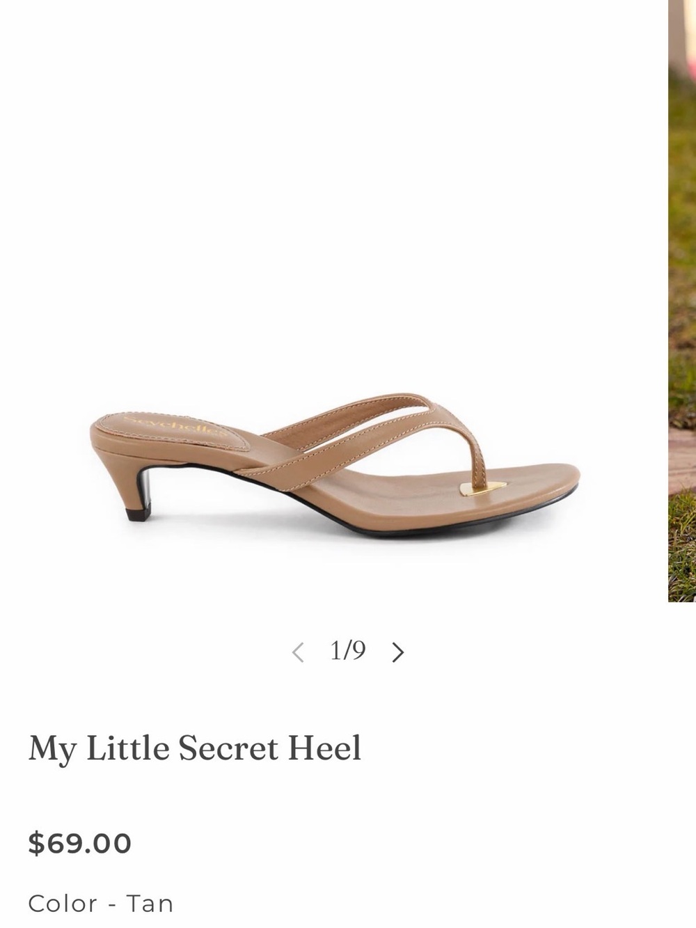 Seychelles Tan Kitten Heel Thong Sandal